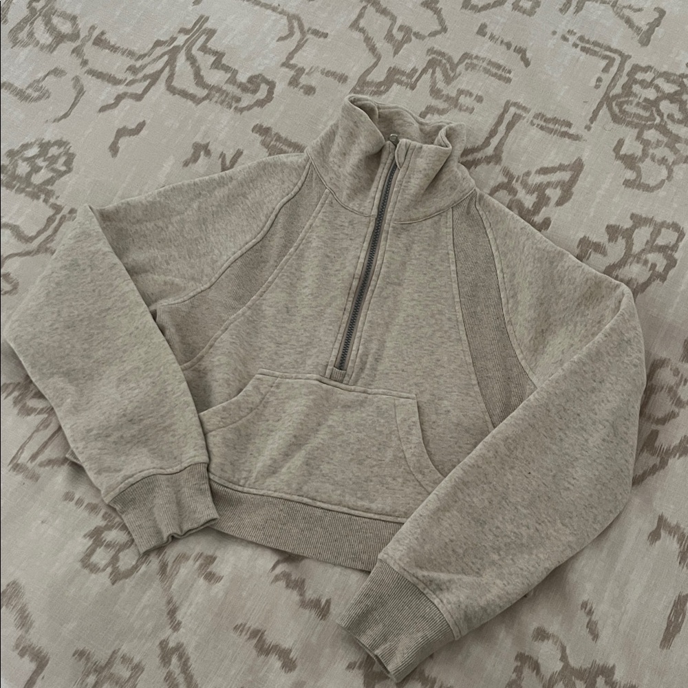 Antonio Melani Tan Cropped Half Zip Pullover Sweatshirt Size Small